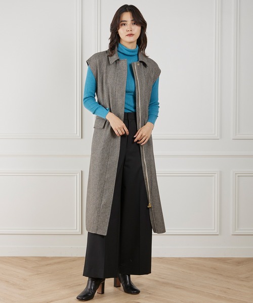 梳毛接結リバー ダブルフェイス2WAYロングジレ（ステンカラーコート