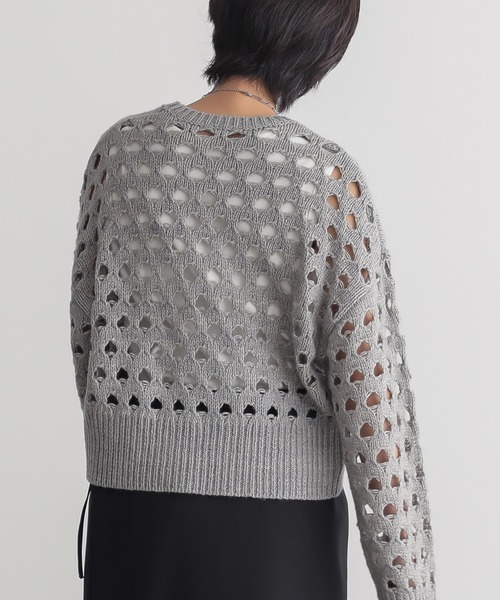 for/c(フォーシー)の「大きめメッシュウール混ニット【サスティナブル】(ニット/セーター・レディース・オフホワイト/チャコール/グレー・L/M)」の12枚目の写真