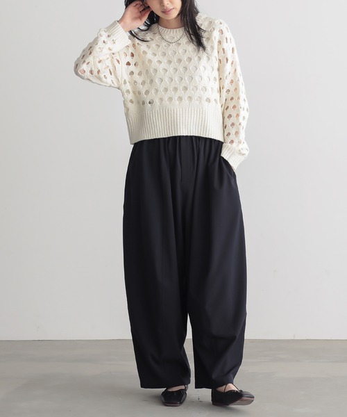 for/c(フォーシー)の「大きめメッシュウール混ニット【サスティナブル】(ニット/セーター・レディース・オフホワイト/チャコール/グレー・L/M)」の19枚目の写真