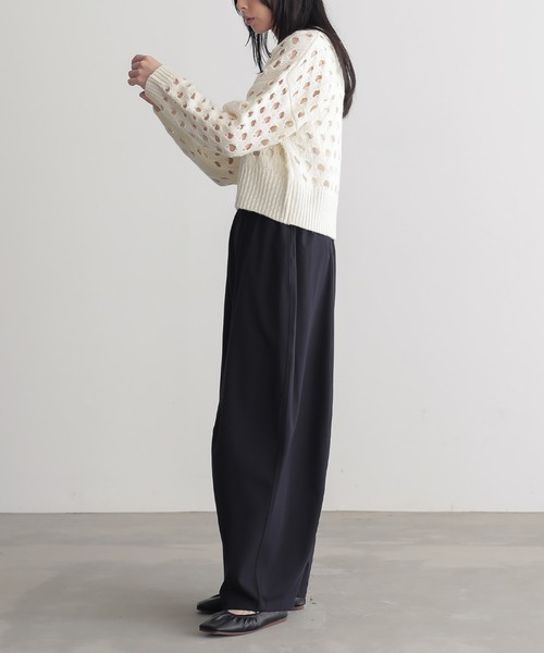 for/c(フォーシー)の「大きめメッシュウール混ニット【サスティナブル】(ニット/セーター・レディース・オフホワイト/チャコール/グレー・L/M)」の20枚目の写真