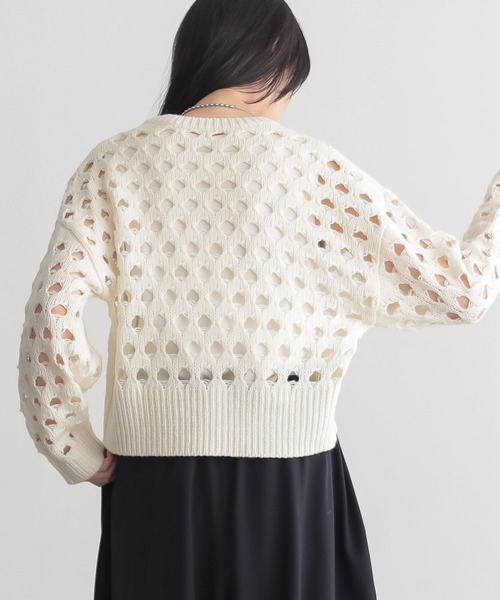 for/c(フォーシー)の「大きめメッシュウール混ニット【サスティナブル】(ニット/セーター・レディース・オフホワイト/チャコール/グレー・L/M)」の18枚目の写真