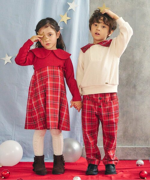 apres les cours（アプレレクール）の「【ジュニア対応】ハートケーブルタイツ（タイツ/ストッキング・キッズ・アイボリー/レッド・90/100/110/120/140）」の6枚目の写真