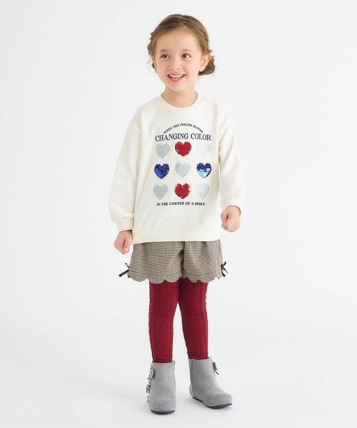 apres les cours（アプレレクール）の「【ジュニア対応】ハートケーブルタイツ（タイツ/ストッキング・キッズ・アイボリー/レッド・90/100/110/120/140）」の8枚目の写真