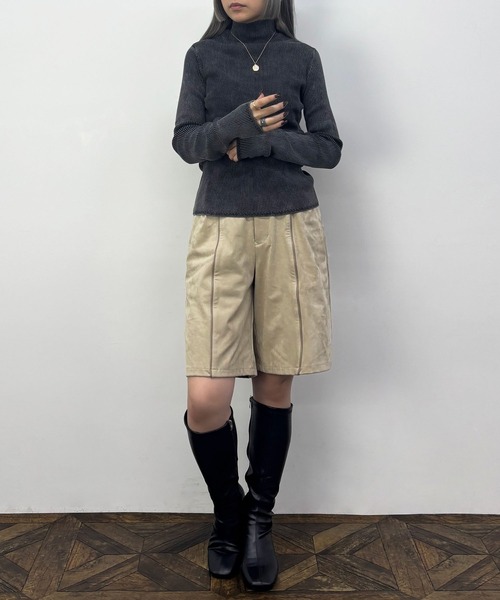 NICOLE CLUB（ニコル　クラブ）の「ハイネックリブニット（Tシャツ/カットソー・レディース・オフホワイト/チャコール・FREE）」の9枚目の写真