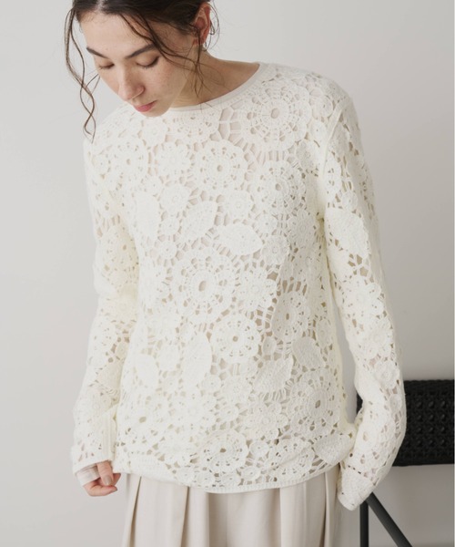 Libra Cue（リブラ キュー）の「シアー切り替えカットソー（Tシャツ/カットソー・レディース・ブラック/チャコールグレー/オフホワイト・FREE）」の9枚目の写真