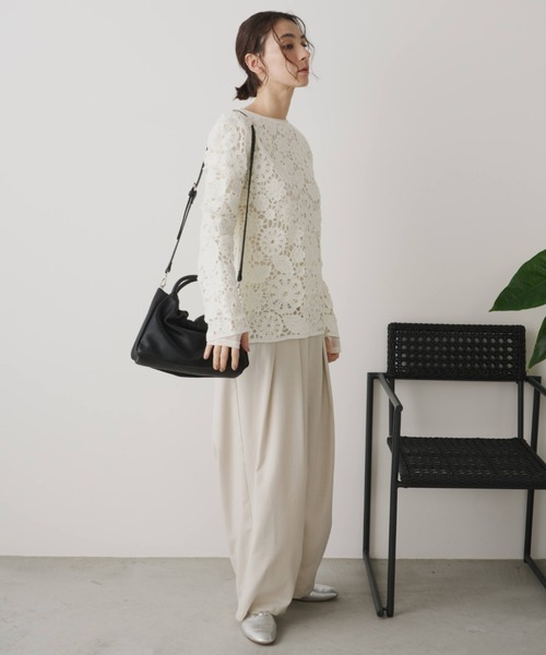 Libra Cue（リブラ キュー）の「シアー切り替えカットソー（Tシャツ/カットソー・レディース・ブラック/チャコールグレー/オフホワイト・FREE）」の12枚目の写真