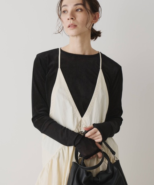 Libra Cue（リブラ キュー）の「シアー切り替えカットソー（Tシャツ/カットソー・レディース・ブラック/チャコールグレー/オフホワイト・FREE）」の16枚目の写真