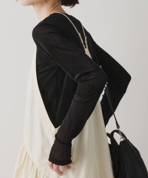 Libra Cue（リブラ キュー）の「シアー切り替えカットソー（Tシャツ/カットソー・レディース・ブラック/チャコールグレー/オフホワイト・FREE）」の19枚目の写真