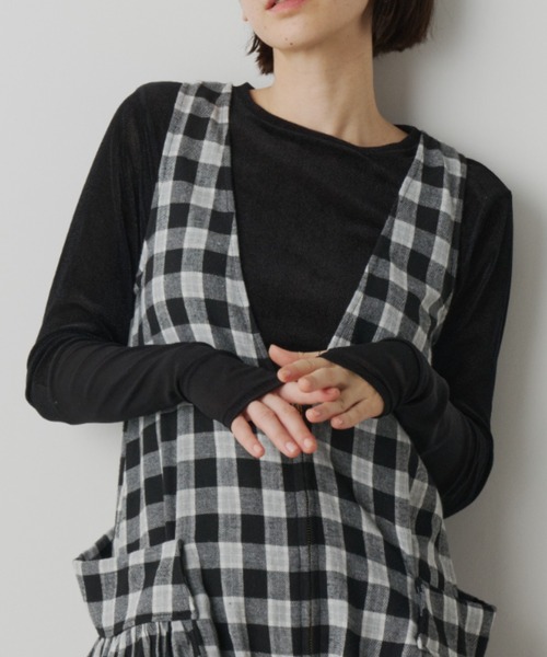 Libra Cue(リブラ キュー)の「シアー切り替えカットソー(Tシャツ/カットソー・レディース・ブラック/チャコールグレー/オフホワイト・FREE)」の18枚目の写真