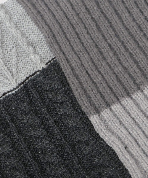 KRIFF MAYER（クリフメイヤー）の「切替編み パネルニット 裏ボア ロングネックウォーマー（ネックウォーマー/スヌード・メンズ・マルチ/ブラック/ベージュ・FREE）」の13枚目の写真