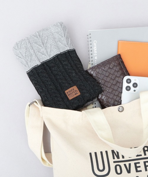 KRIFF MAYER（クリフメイヤー）の「切替編み パネルニット 裏ボア ロングネックウォーマー（ネックウォーマー/スヌード・メンズ・マルチ/ブラック/ベージュ・FREE）」の15枚目の写真