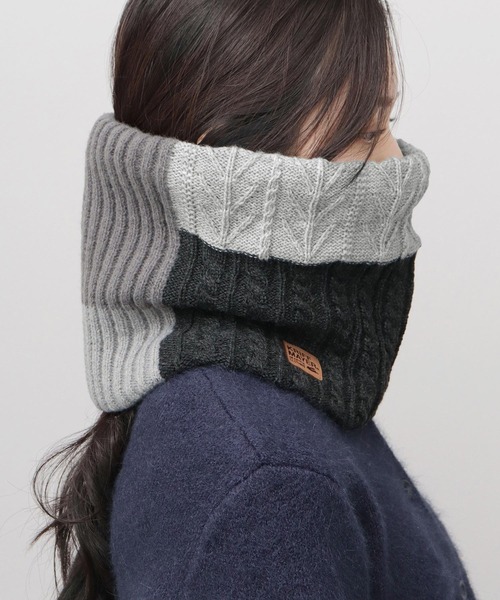 KRIFF MAYER（クリフメイヤー）の「切替編み パネルニット 裏ボア ロングネックウォーマー（ネックウォーマー/スヌード・メンズ・マルチ/ブラック/ベージュ・FREE）」の22枚目の写真