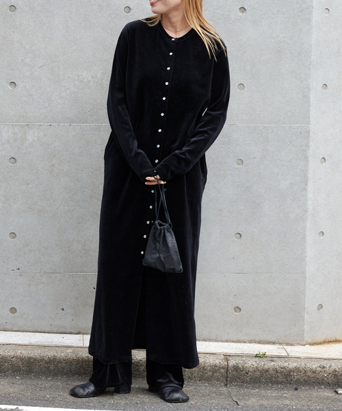 12/8月曜までに売れないと削除！コットンベロアスナップロングワンピース 完売品 コットンベロアスナップロングワンピース（ワンピース）｜OUTDOOR