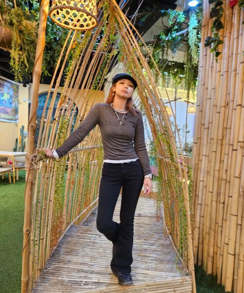 NICK&NICOLE(ニックアンドニコール)の「DOUBLE LAYERED LONG SLEEVE TOP_CHARCOAL(Tシャツ/カットソー・レディース・その他・FREE)」の9枚目の写真