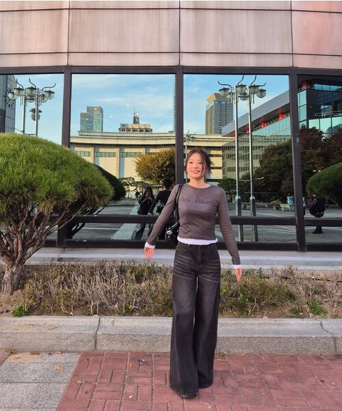 NICK&NICOLE(ニックアンドニコール)の「DOUBLE LAYERED LONG SLEEVE TOP_CHARCOAL(Tシャツ/カットソー・レディース・その他・FREE)」の11枚目の写真