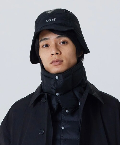 TAION（タイオン）の「【TAION/タイオン】ベーシック ダウンネックウォーマー（ネックウォーマー/スヌード・メンズ・サックスブルー/チャコールグレー/ライトグレー/イエロー/ネイビー/ベージュ/オリーブ/ブラック・FREE）」の15枚目の写真
