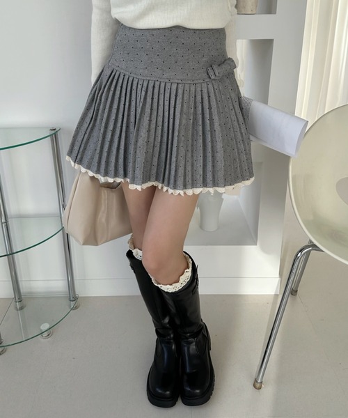 Ada.(エイダ)の「リボン 付き ドット プリーツ スカート(スカート・レディース・グレー/チャコール・S/M)」の10枚目の写真