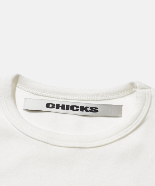 CHICKS（チックス）の「PINK RIBBON クロップ半袖Tシャツ 半袖Tシャツ ホワイト（Tシャツ/カットソー・レディース・ホワイト・S(1)/M(2)）」の3枚目の写真
