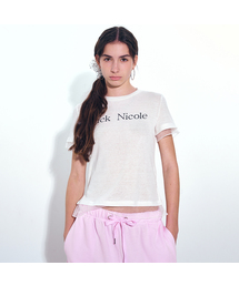 NICOLE SHEER LAYERED LOGO TOP_WHITE