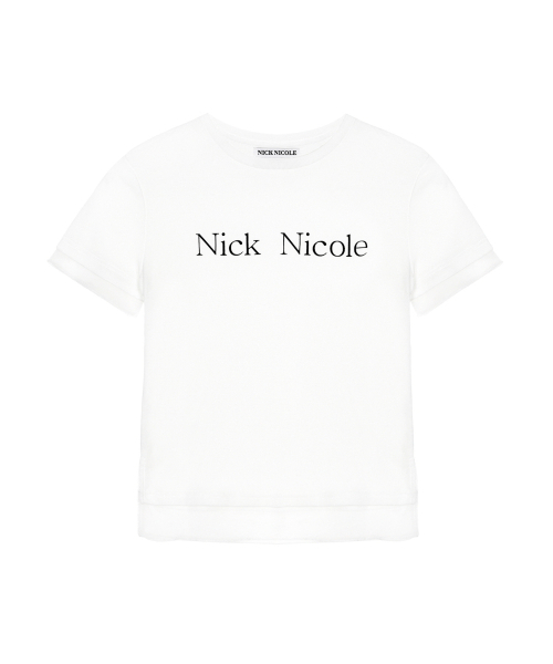 NICK&NICOLE(ニックアンドニコール)の「NICOLE SHEER LAYERED LOGO TOP_WHITE(Tシャツ/カットソー・レディース・ホワイト・FREE)」の4枚目の写真
