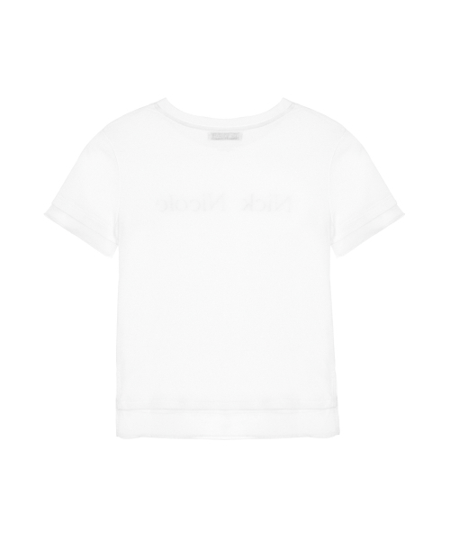 NICK&NICOLE(ニックアンドニコール)の「NICOLE SHEER LAYERED LOGO TOP_WHITE(Tシャツ/カットソー・レディース・ホワイト・FREE)」の5枚目の写真