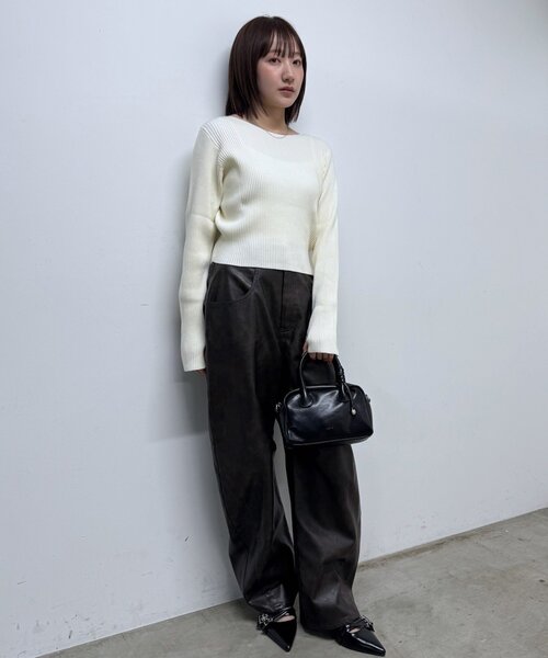 mline（エムライン）の「[mline]レザーカーブパンツ（その他パンツ・レディース・ブラック/ブラウン・1/2）」の7枚目の写真