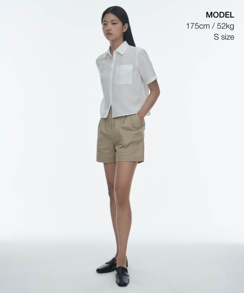 MUSINSA STANDARD WOMAN（ムシンサスタンダードウーマン）の「ウィメンズリネンライク半袖シャツ[ホワイト]（シャツ/ブラウス・レディース・その他・SMALL/MEDIUM/LARGE/X-SMALL）」の2枚目の写真