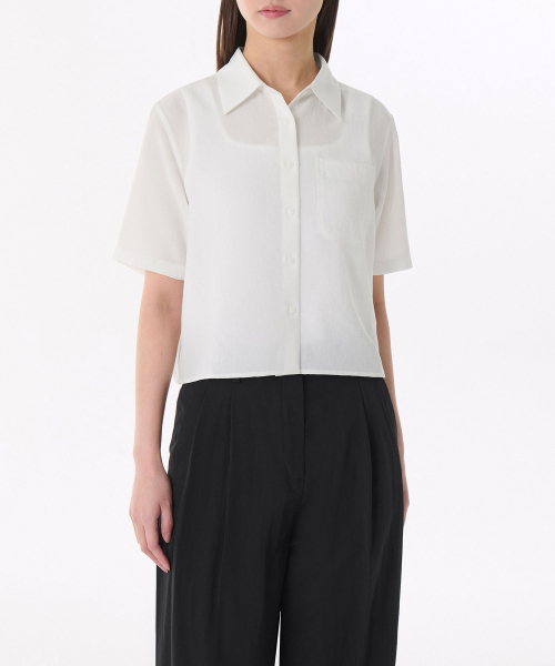 MUSINSA STANDARD WOMAN（ムシンサスタンダードウーマン）の「ウィメンズリネンライク半袖シャツ[ホワイト]（シャツ/ブラウス・レディース・その他・SMALL/MEDIUM/LARGE/X-SMALL）」の3枚目の写真