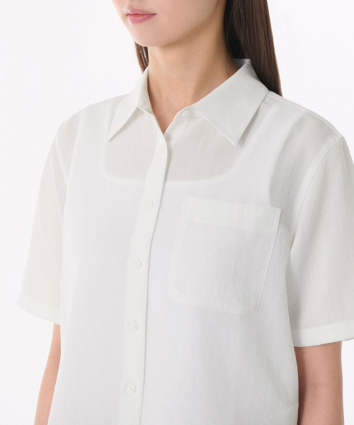 MUSINSA STANDARD WOMAN（ムシンサスタンダードウーマン）の「ウィメンズリネンライク半袖シャツ[ホワイト]（シャツ/ブラウス・レディース・その他・SMALL/MEDIUM/LARGE/X-SMALL）」の5枚目の写真