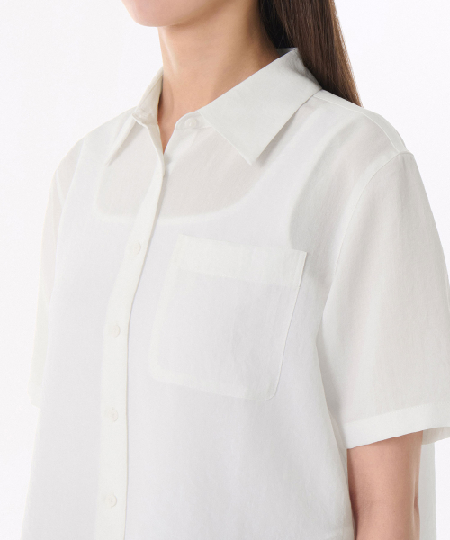 MUSINSA STANDARD WOMAN（ムシンサスタンダードウーマン）の「ウィメンズリネンライク半袖シャツ[ホワイト]（シャツ/ブラウス・レディース・その他・SMALL/MEDIUM/LARGE/X-SMALL）」の6枚目の写真