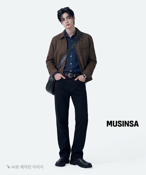 MUSINSA STANDARD（ムシンサスタンダード）の「ストレートデニムパンツ[ブラック]（デニムパンツ・メンズ・その他・40/38/42/36/34/32/30/31/33/26/27/28/29）」の9枚目の写真