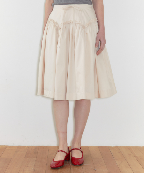 Frill Midi Skirt (Young Beige)