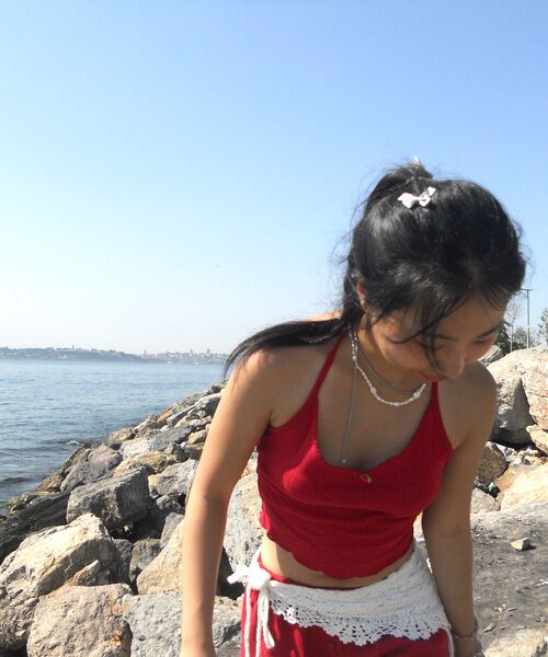 YOUHEE(ユヒ)の「EYELET SLEEVELESS RED(Tシャツ/カットソー・レディース・その他・FREE)」の8枚目の写真