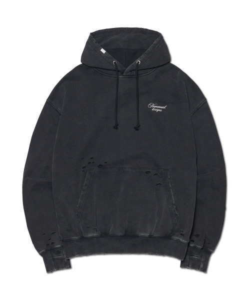 NOMANUAL(NOMANUAL)の「DAMAGED HOODIE - WASHED BLACK(パーカー・レディース・その他・LARGE/X-LARGE/SMALL/MEDIUM)」の1枚目の写真