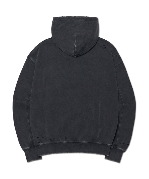 NOMANUAL(NOMANUAL)の「DAMAGED HOODIE - WASHED BLACK(パーカー・レディース・その他・LARGE/X-LARGE/SMALL/MEDIUM)」の2枚目の写真