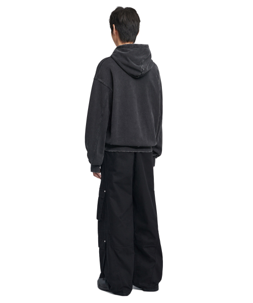 NOMANUAL(NOMANUAL)の「DAMAGED HOODIE - WASHED BLACK(パーカー・レディース・その他・LARGE/X-LARGE/SMALL/MEDIUM)」の4枚目の写真