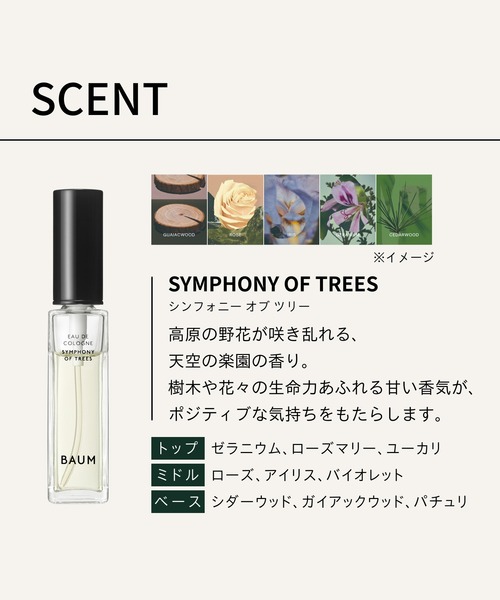 BAUM（バウム）の「ＢＡＵＭ　オーデコロン　トライアルサイズ（香水・レディース・１　（ウッドランド　ウインズ）/２　（フォレスト　エンブレイス）/３　（シンフォニー　オブ　ツリー）・ﾌﾘ-）」の4枚目の写真