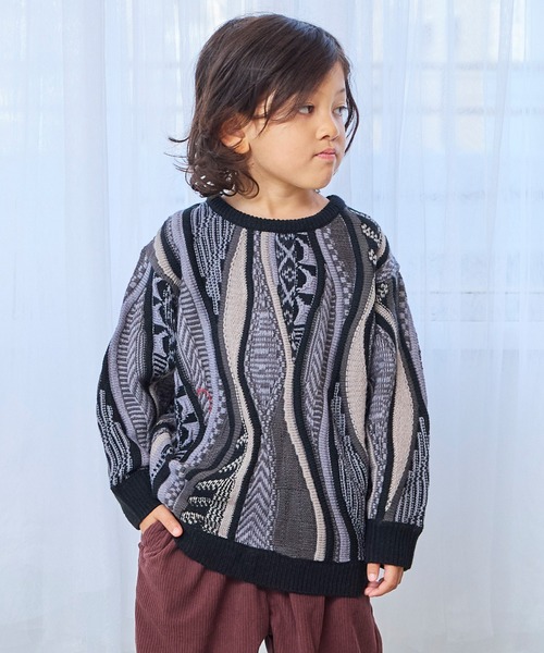 MARKEY'S（マーキーズ）の「3Dレトロクルーネックニット（ニット/セーター・キッズ・ブルー/ブラック/レッド・S/M/L/LL）」の2枚目の写真