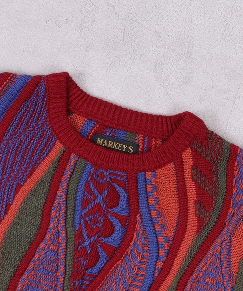 MARKEY'S（マーキーズ）の「3Dレトロクルーネックニット（ニット/セーター・キッズ・ブルー/ブラック/レッド・S/M/L/LL）」の17枚目の写真