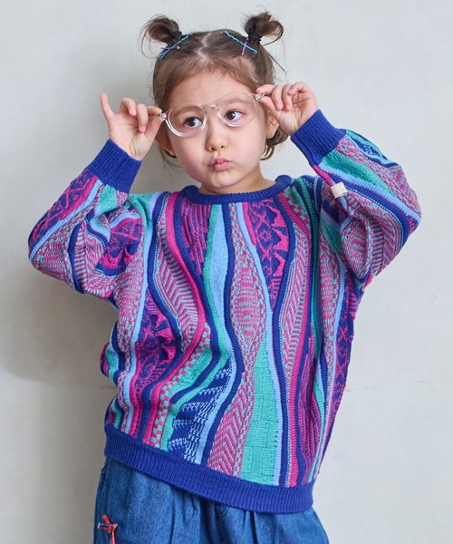 MARKEY'S（マーキーズ）の「3Dレトロクルーネックニット（ニット/セーター・キッズ・ブルー/ブラック/レッド・S/M/L/LL）」の11枚目の写真