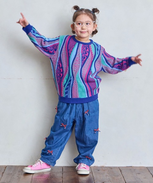 MARKEY'S（マーキーズ）の「3Dレトロクルーネックニット（ニット/セーター・キッズ・ブルー/ブラック/レッド・S/M/L/LL）」の12枚目の写真