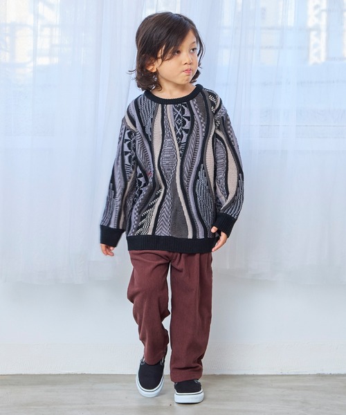 MARKEY'S（マーキーズ）の「3Dレトロクルーネックニット（ニット/セーター・キッズ・ブルー/ブラック/レッド・S/M/L/LL）」の5枚目の写真