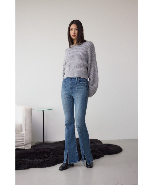 AZUL by moussy(アズールバイマウジー)の「【WEB限定】AZUL DENIM センターステッチスリットフレアデニム(デニムパンツ・レディース・ライトブラック/ブルー/ワンウォッシュ・LARGE/SMALL/MEDIUM)」の13枚目の写真