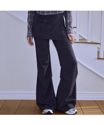 Wrap Skirt & Pintuck Pants [Charcoal]