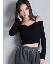 GYDA（ジェイダ）の「カシュクールデザインオフショルトップス（Tシャツ/カットソー）」