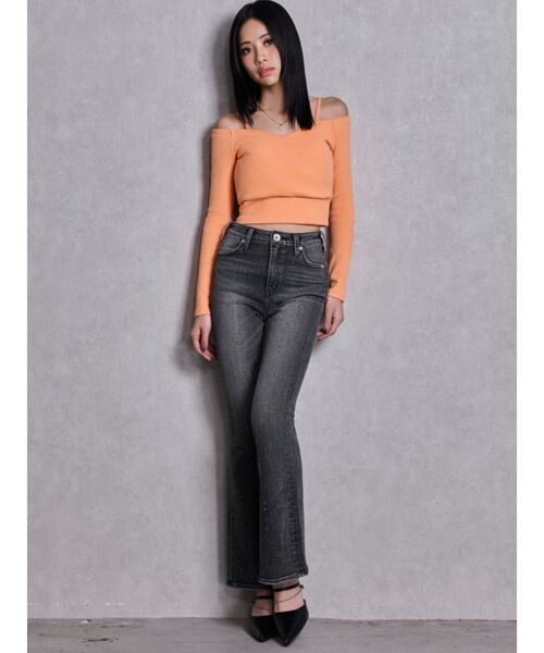 GYDA（ジェイダ）の「カシュクールデザインオフショルトップス（Tシャツ/カットソー・レディース・オフホワイト/オレンジ/ブラック・FREE）」の14枚目の写真