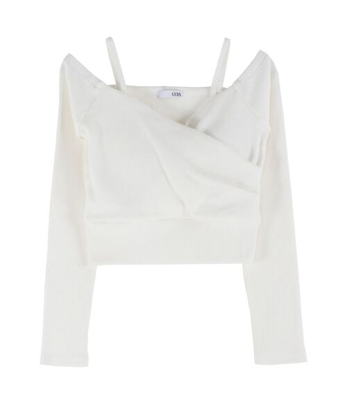 GYDA(ジェイダ)の「カシュクールデザインオフショルトップス(Tシャツ/カットソー・レディース・オフホワイト/オレンジ/ブラック・FREE)」の12枚目の写真