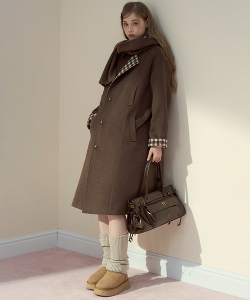 セール】マフラー付きウールチェスターコート SP25a012【SunsetPark