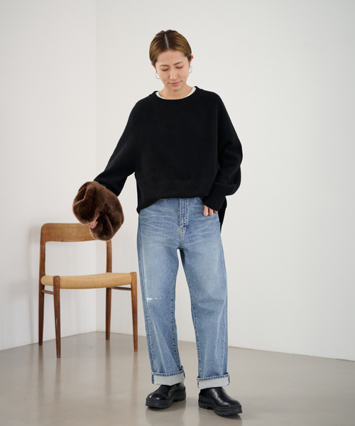 FRAMeWORK（フレームワーク）の「≪追加≫ラグランスリーブ ワイドプルオーバー 2（ニット/セーター・レディース・ライトグリーン/ブラウン/ブラック/イエロー/ネイビー/ベージュ・FREE）」の10枚目の写真