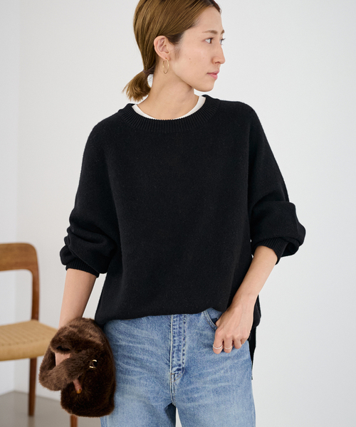 FRAMeWORK（フレームワーク）の「≪追加≫ラグランスリーブ ワイドプルオーバー 2（ニット/セーター・レディース・ライトグリーン/ブラウン/ブラック/イエロー/ネイビー/ベージュ・FREE）」の11枚目の写真